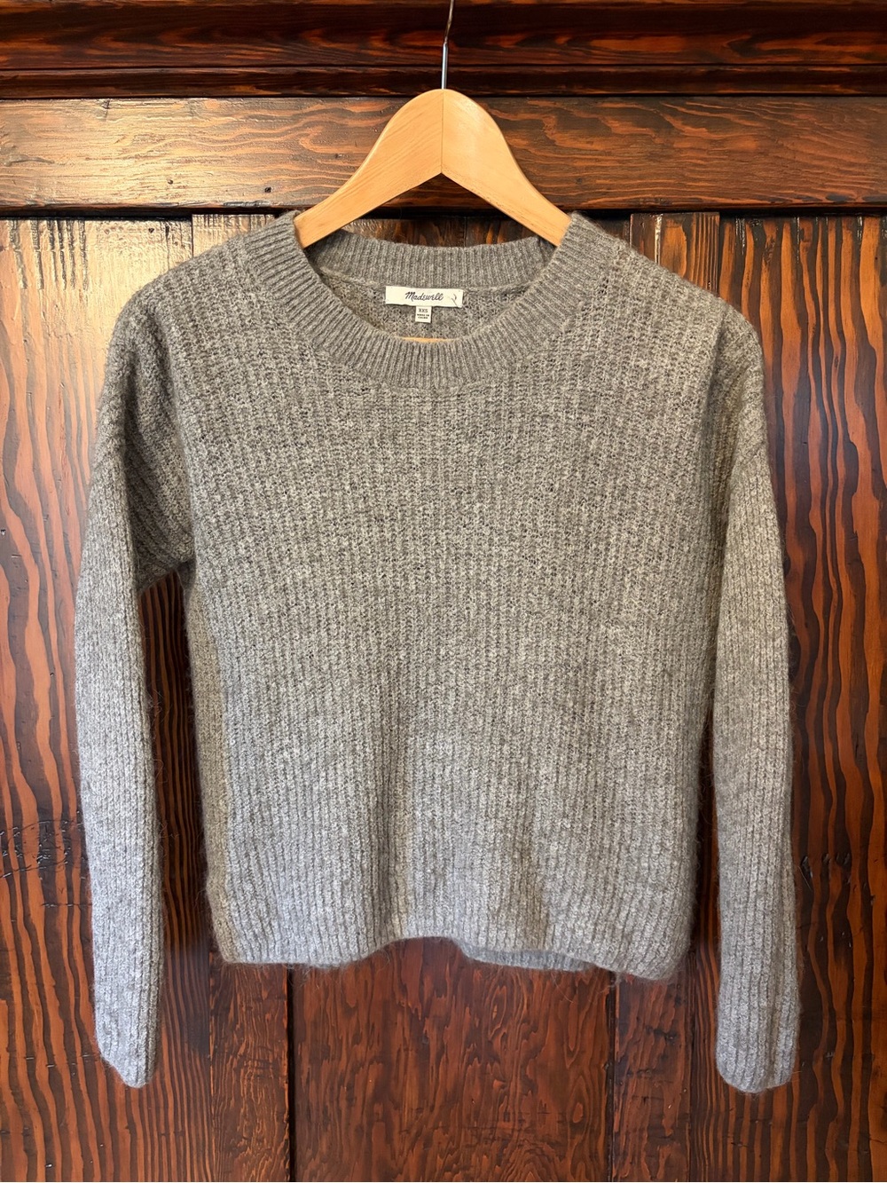 Madewell Heather Gray Ribbed Crewneck Sweater
